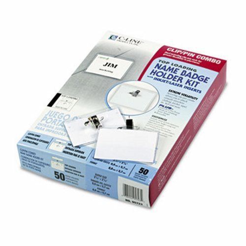 C-line Badge Holder Kits, Top Load, White, Combo Clip/Pin, 50 per Box (CLI95723)