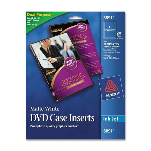 NEW Avery DVD Case Inserts, Matte White, 20 Inserts (8891)