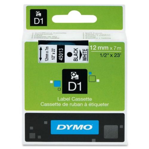 DYMO 45013 LABEL, BLACK PRINT/WHITE TAPE,