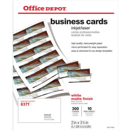 Office depot brand business cards, 2&#034; x 3 1/2&#034;- white - pack of 300 - new in box for sale