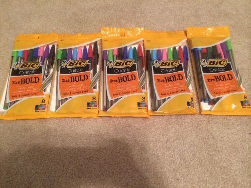 Bic Cristal Pens Five 8 Packs 40 Total Pens Xtra Bold Assorted Colors New Packs