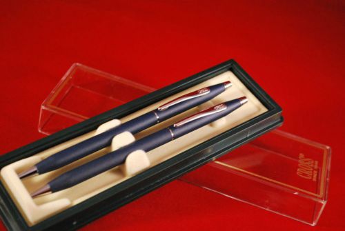 Cross classic century airforce blue satin pen and pencil set for sale