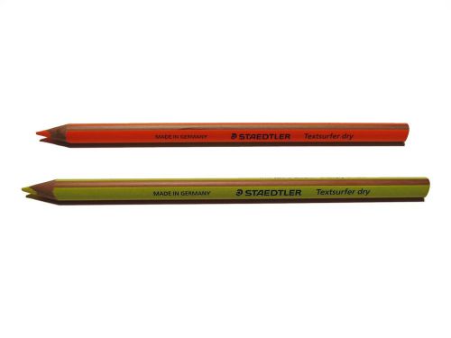 2 x Staedtler Textsurfer Dry Highlighter Pencil - Orange 1 + Yellow 1(dent sale)