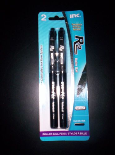 INC~ R2 Roller Ball Pens~ 0.7mm~COMFORT GRIP~ PACK OF2~Black Ink~