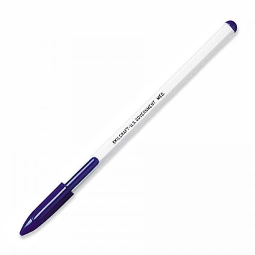 Skilcraft Stick Pen - Blue Ink - White Barrel - 12 / Dozen (NSN0589977)