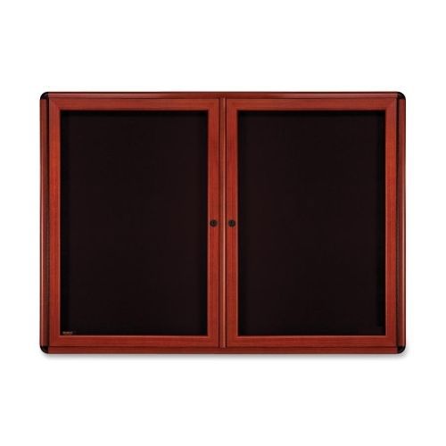 GHEOVMCB2F95 Enclosed Tackboard, 2-Door, 47&#034;x34&#034;, Wood/Cherry