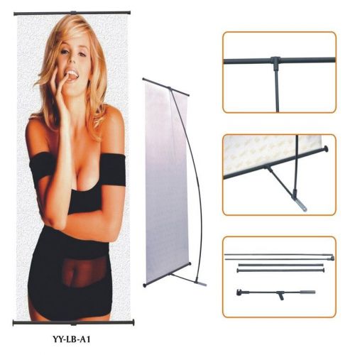L Banner Expoban Stand with Full Color Print 36&#034;x80&#034; / Trade Show Display Stand