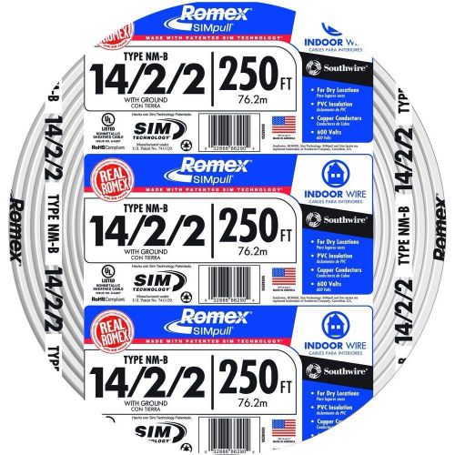 New 14/2 romex copper wire 250ft roll with ground wire factory sealed indoor for sale