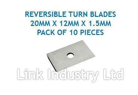 10 pces. 20 x 12 x 1.5mm CARBIDE REVERSIBLE TURN BLADES REVERSIBLE TIP KNIVES
