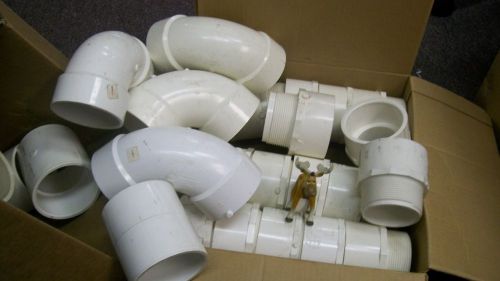 3&#034; white pvc sch 40 elbow, male adapter, coupling variety sort lot of 28 for sale