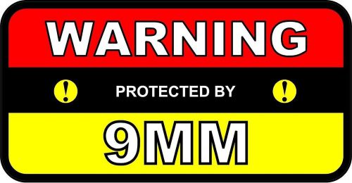 2 - Warning Protected by 9mm 2 x 4 Stickers Ammo Pistol Firearm Gun B109