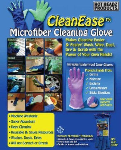 Hot Headz Clean Ease Microfiber Cleaning Gloves  One Size  Green