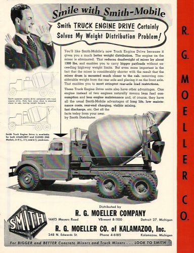 1952 WHITE in SMITH transit mixer ad, with truck engine drive