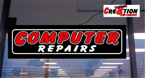 Led light up sign - computer repairs 46&#034;x12&#034; neon/banner altern., window signs for sale