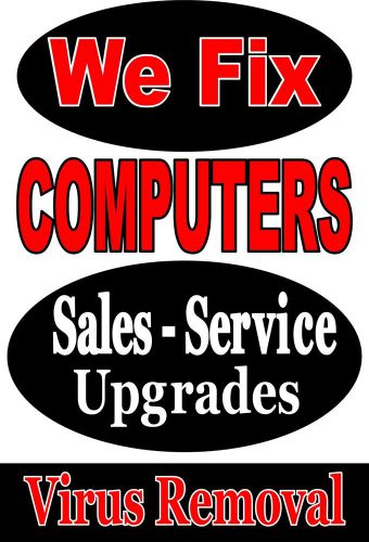 Advertising business poster sign  3ft x 4ft  computer repair - upgrades - sales for sale
