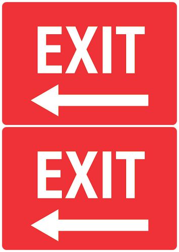 Left Arrow EXIT Sign Red Office + Warehouse + Workplace Pack Of Two Sign US s147