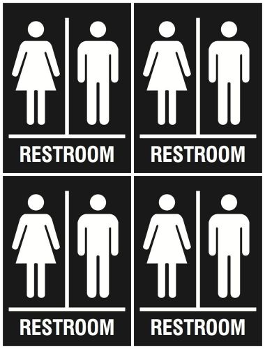 Four Pack Unisex Bathroom Signs Restroom Plastic High Quality Signs Men Or Women