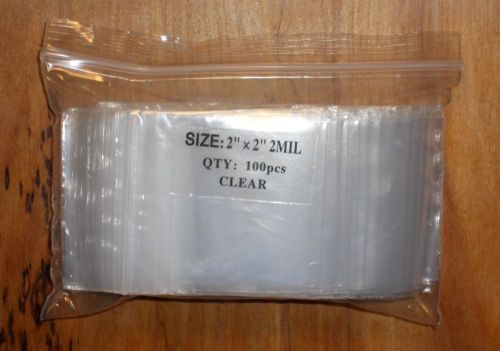 2&#034;x2&#034; (2 mil) Reclosable Clear Zip Lock Plastic Bags (2 Packs = 200 Bags)