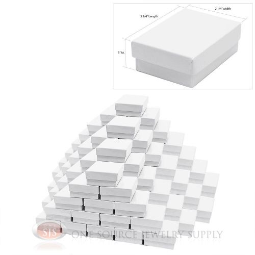 100 white gloss cotton filled gift boxes 3 1/4&#034; x 2 1/4&#034; jewelry box for sale