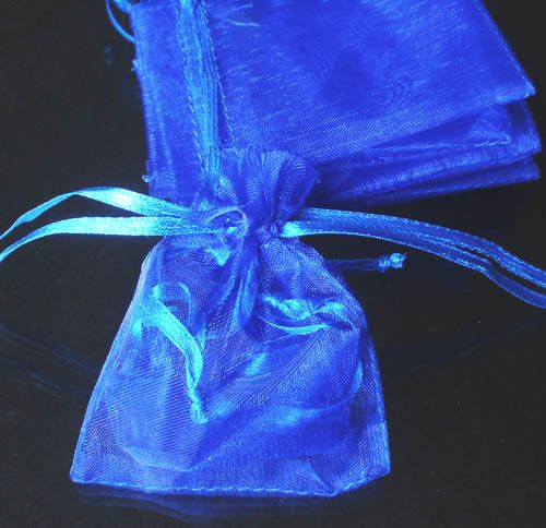 50x Solid Royal Blue Organza Bag Pouch for Xmas NewYear Gift 12x17cm(4.5x6.5inch