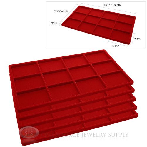 5 Red Insert Tray Liners W/ 12 Compartments Drawer Organizer Jewelry Displays