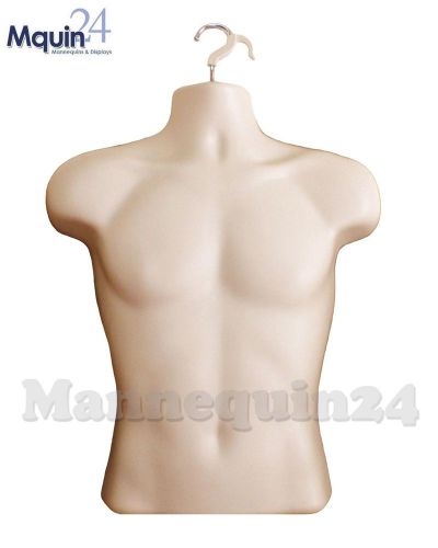 MALE TORSO MANNEQUIN FORM (Flesh Hard Plastic) w/Hanger Man&#039;s Clothing Display