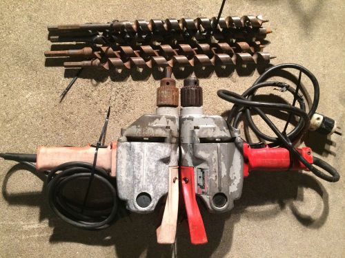 2-milwaulkee Hole Shooter 1/2&#034; Drills W/auger Bits