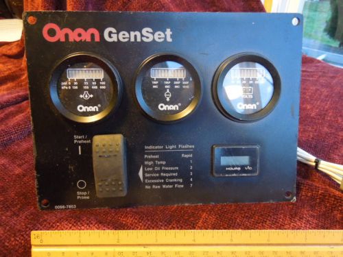 Cummins Onan GenSet Remote Switch  Hour Volt Temp PSI Gauge Panel 0098-7853