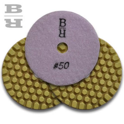 3 pk buddy rhodes 4&#034; 50 grit dry concrete countertop wet dry polishing pad 6mm for sale