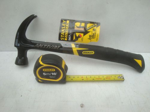 Stanley fatmax antivibe 20oz claw hammer 1 51 277 + 5 metre tylon tape measure for sale