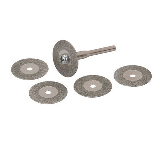 80 grit Diamond Coated Rotary Cutting Discs 5 Pieces, 1/8&#034; shanks, 20000 RPM Max
