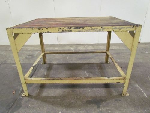 Vintage Industrial Butcher Block Workbench Table Welded Steel Frame 48x34x34&#034;