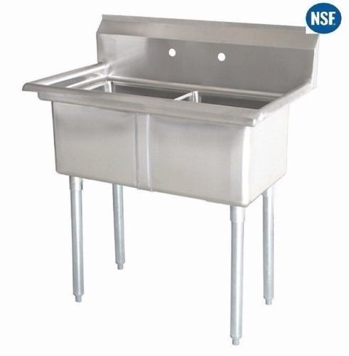 STAINLESS STEEL 2 TWO COMPARTMENT SINK NSF 30&#034; x 54&#034;