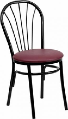 New metal fan back restaurant chairs w burg. vinyl seat**** lot of 20 chairs**** for sale
