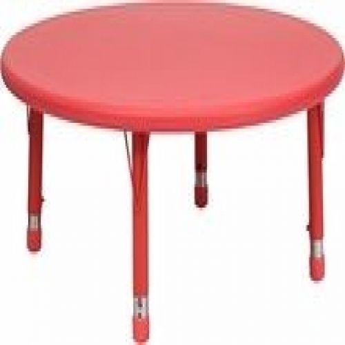 Flash Furniture YU-YCX-005-2-ROUND-TBL-RED-GG 45&#039;&#039; Round Height Adjustable Red P