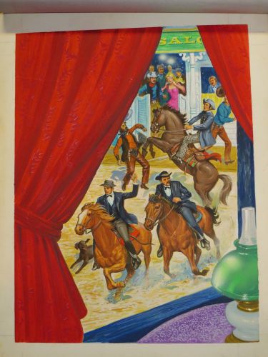 Western saloon, bar pub art, original watercolor painting, artist signs for you