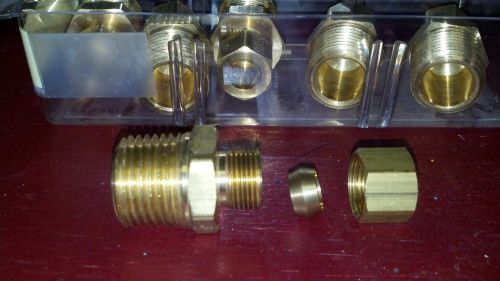 Brass compression tube fitting, 3/8 o.d. compression  x 3/8 n.p.t male for sale