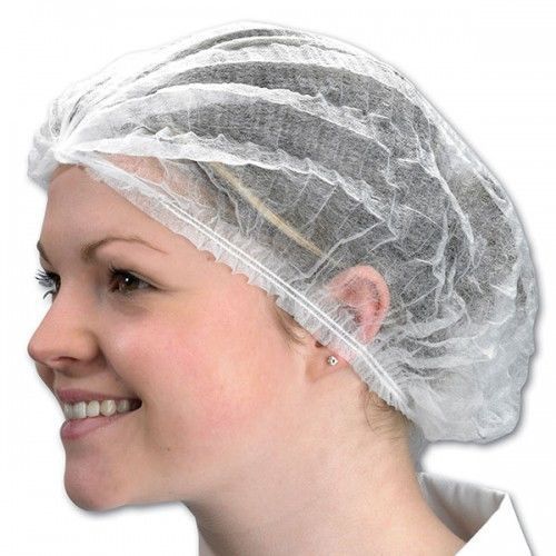 100 x shield white disposable mob mop caps hair nets double stitched for sale