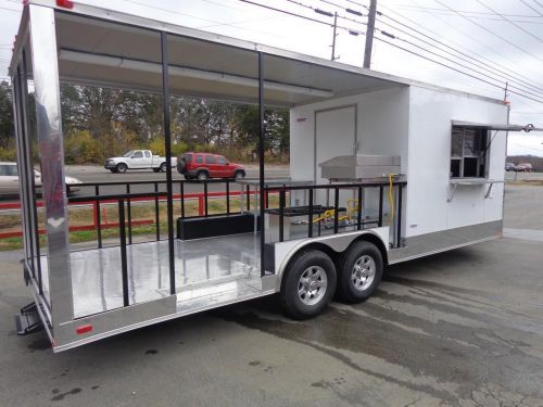 Concession trailer 8.5&#039;x24&#039; white - custom bbq enclosed kitchen food catering for sale