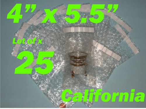 25) 4X5.5 Bubble Out Pouches Bags Wrap Self Seal Self Sealing 4&#034;x5.5&#034; Protective