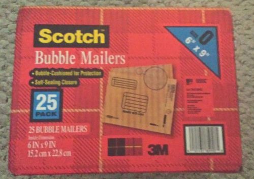 Scotch Bubble Mailers, Self Sealing, Size 0 (6&#034; x 9&#034;), 25 Pack - Free Shipping