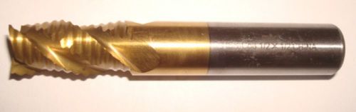 1/2 diameter tin coated 3 flute end mill 1 inch cut 3 inch over all length