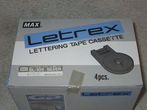 1 Box of 4 Letrex #SL-105 Silver Lettering Tape Cassettes