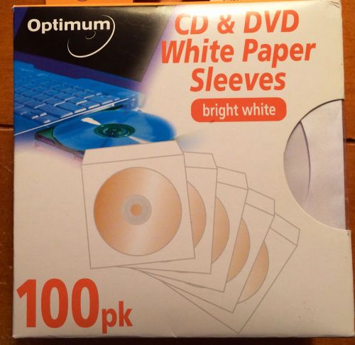 100 New Paper CD / DVD Sleeves White with Window &amp; Flap
