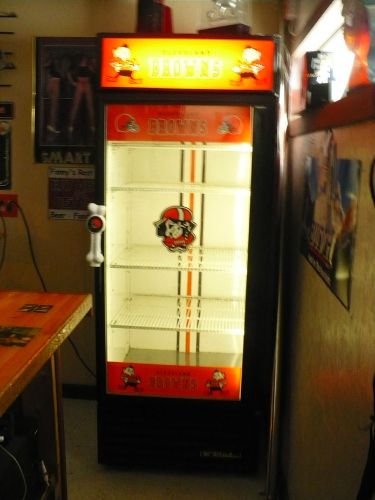 CLEVELAND BROWNS HELMET COLLECTIBLE GLASS DOOR COOLER TRUE MAN CAVE AWESOME!!