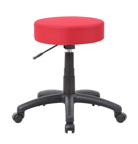 Boss Office Products Height Adjustable Dot Stool with Double Wheel Caster Red