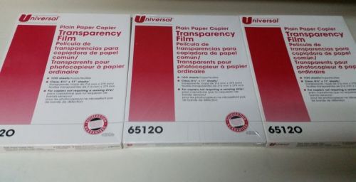 LOT OF 3 UNIVERSAL 65120 260 SHEETS CLEAR TRANSPARENCY FILM SEALED NEW OPENED