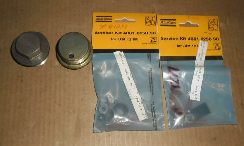 Lot of 2 Atlas Copco Drain Plug 2250-2528-00 + Lot of 2 Repair Kit 4081 0250 90
