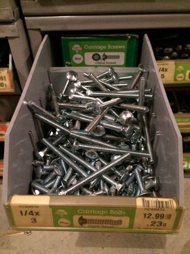 Lot of 63 hillman carriage head bolts 1/4&#034; x 4&#034; zinc plated steel for sale