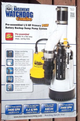 Sump pump with emergency backup, 1/3 hp, basement watchdog model # dfk961 for sale